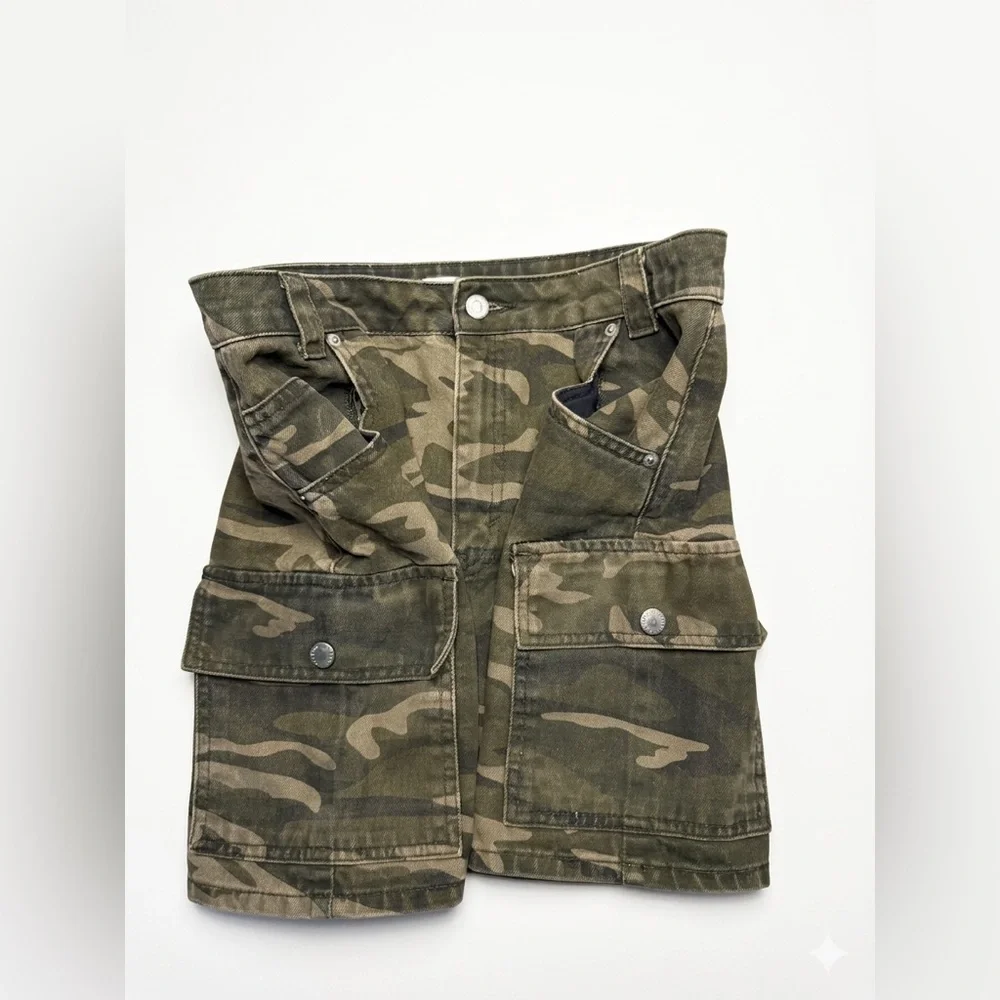 Topshop Green Camouflage Mini Skirt